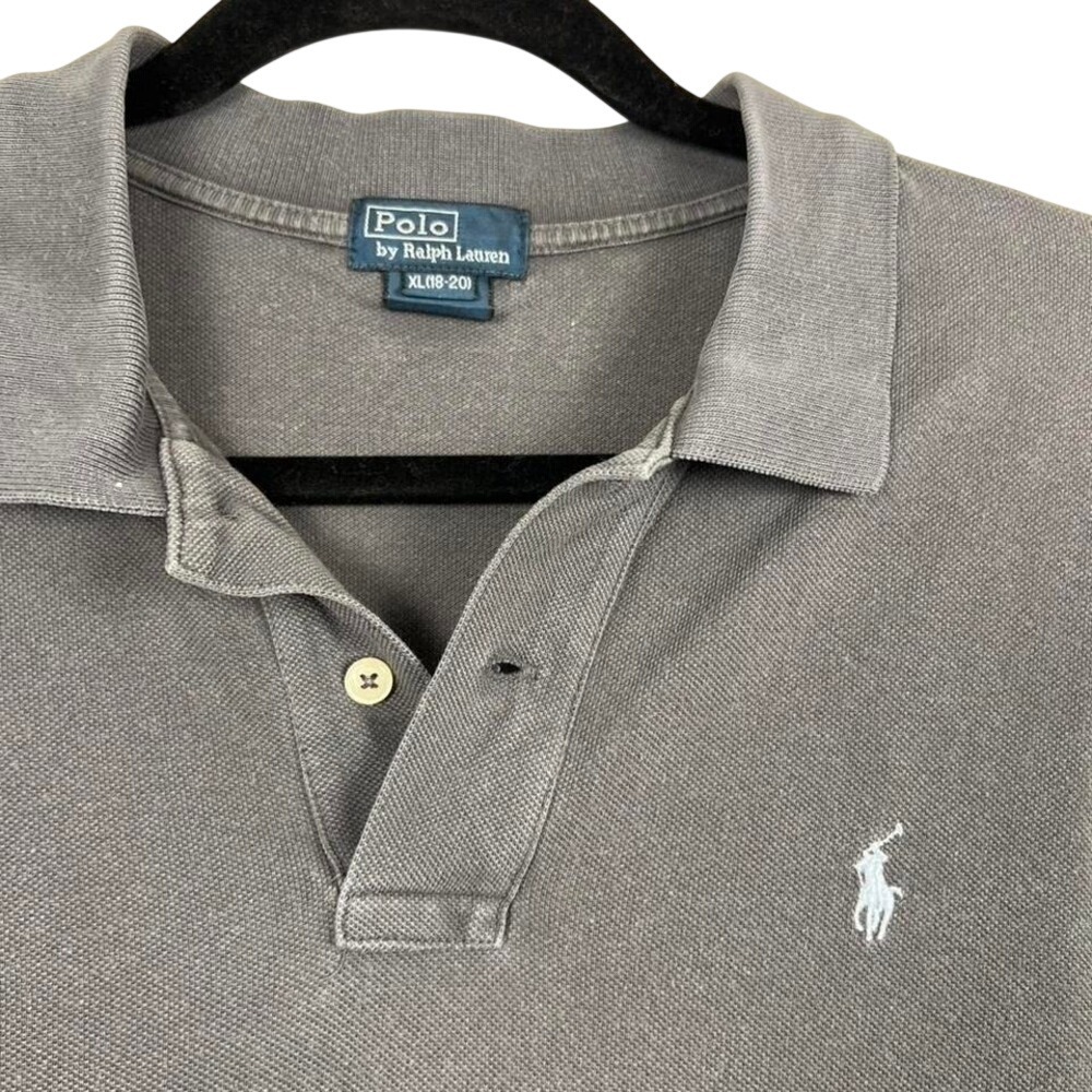 Polo Ralph Lauren Kids XL 18-20 Gray Short‎ Sleeve Pique Polo Shirt Pony Logo - Picture 4 of 8